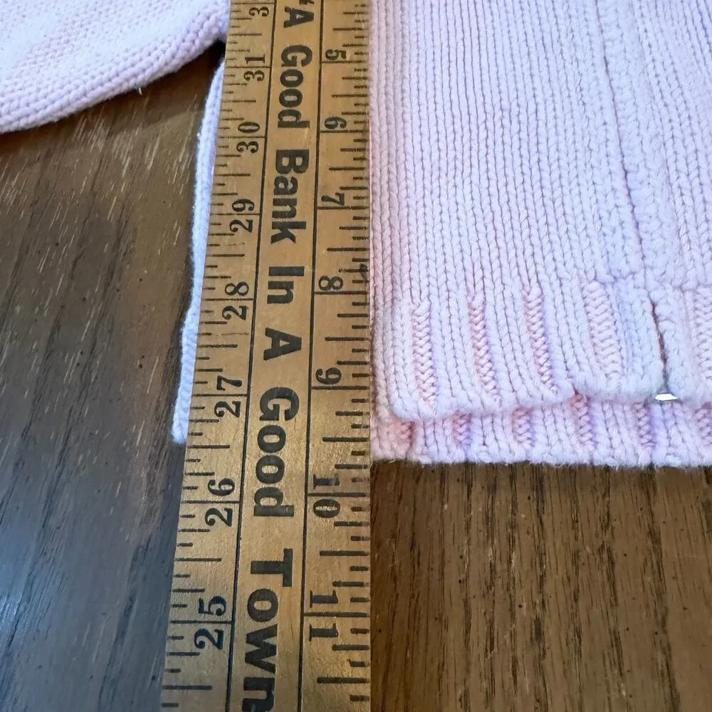 Ralph Lauren Baby Girl 6M Pink Cotton Knit Hooded Zip Sweater Pony Logo